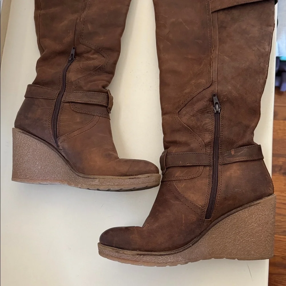 ALDO Brown Wedge Knee-High Boots
